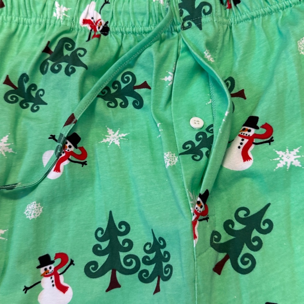 Pajamagram Mens Christmas Pajamas Set Green Top Snowman Pants XL NWT - Picture 9 of 10